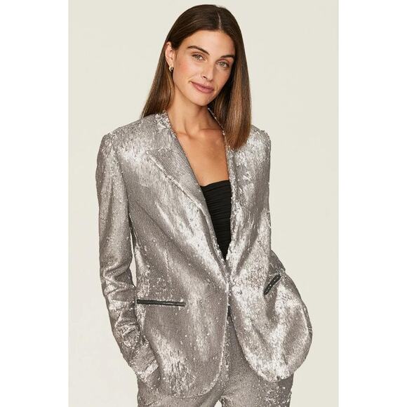 ALLSAINTS Jackets & Blazers - ALLSAINTS Women's Leigh Sequin Blazer Size 8 In Silver